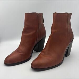 Frye Cameron Leather Ankle Boots | Tan Block Heel Booties | Women’s Size 9.5M